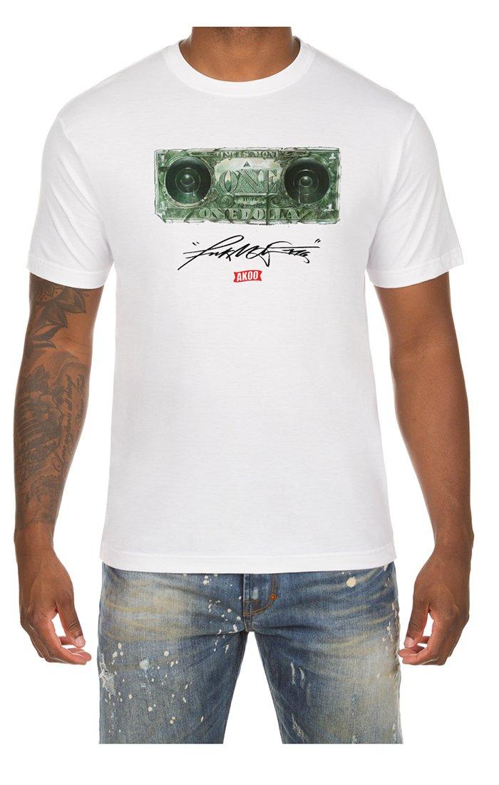 AKOO Men's Money Talks Short Sleeve Tee - White - WHITE